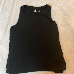 Halogen Black Muscle Tee Sleeveless Top with Keyhole and Slit Back Details